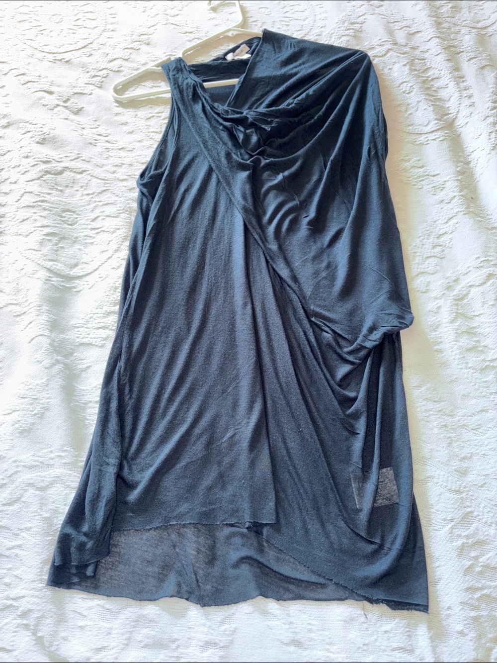 Helmut Lang Asymmetrical Sheer Black Women’s Draped Top EUC M